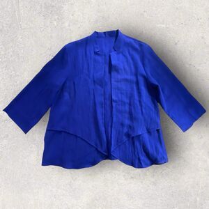 Fridaze Women's Linen Redefined Open Front Cardigan Sweater XL Blue *READ